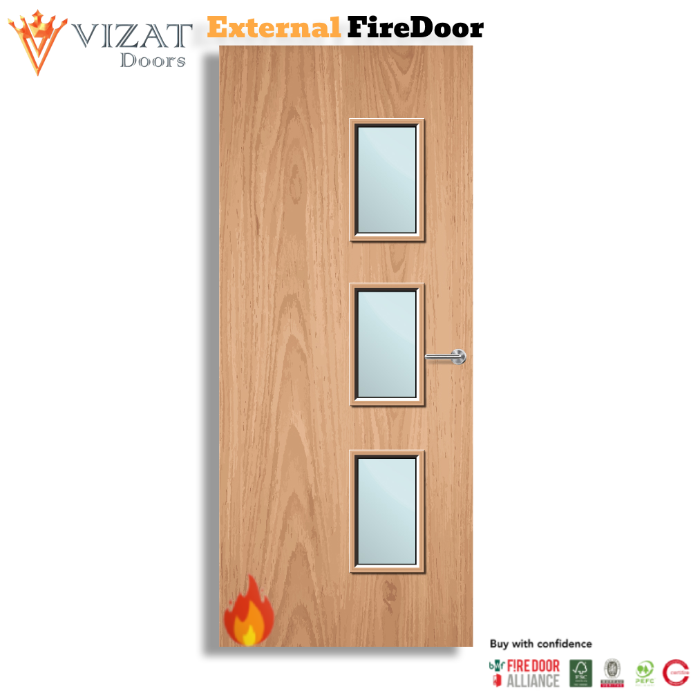 External Plywood Paint Grade 28G Glazed FD60 Fire Door