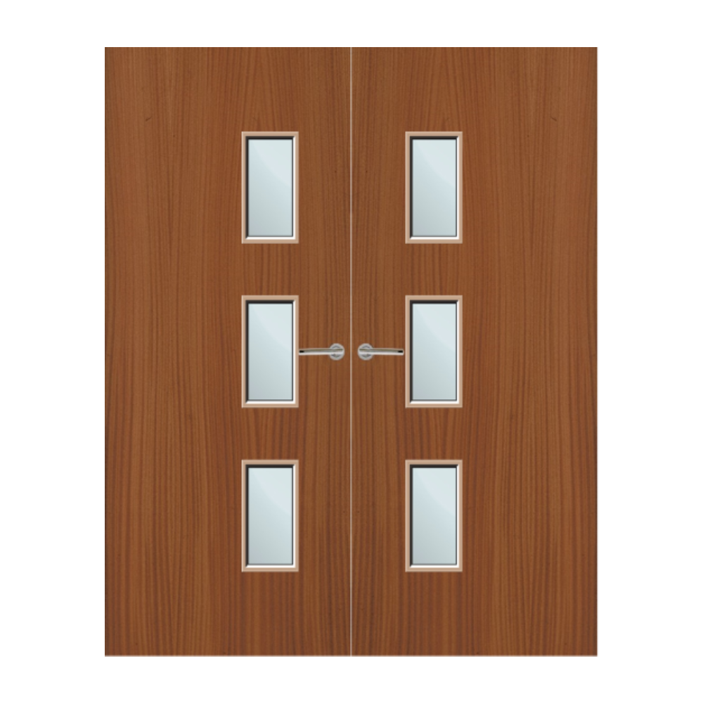 Sapele Veneer 28G Glazed Pair FD60 Internal Fire Door