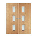 Load image into Gallery viewer, Oak Veneer 28G Glazed Pair FD60 Internal Fire Door
