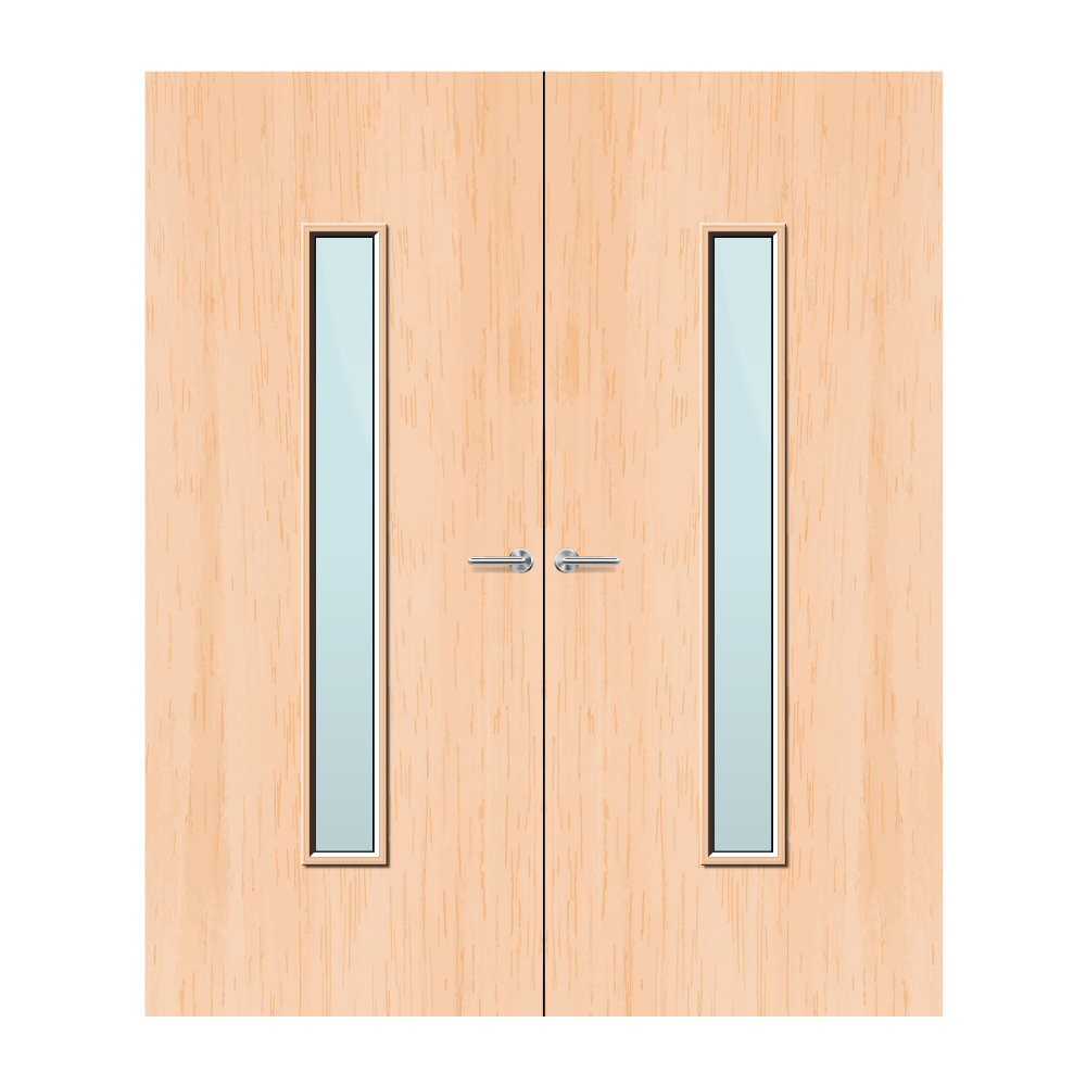 Maple Veneer 29G Glazed Pair FD60 Internal Fire Door
