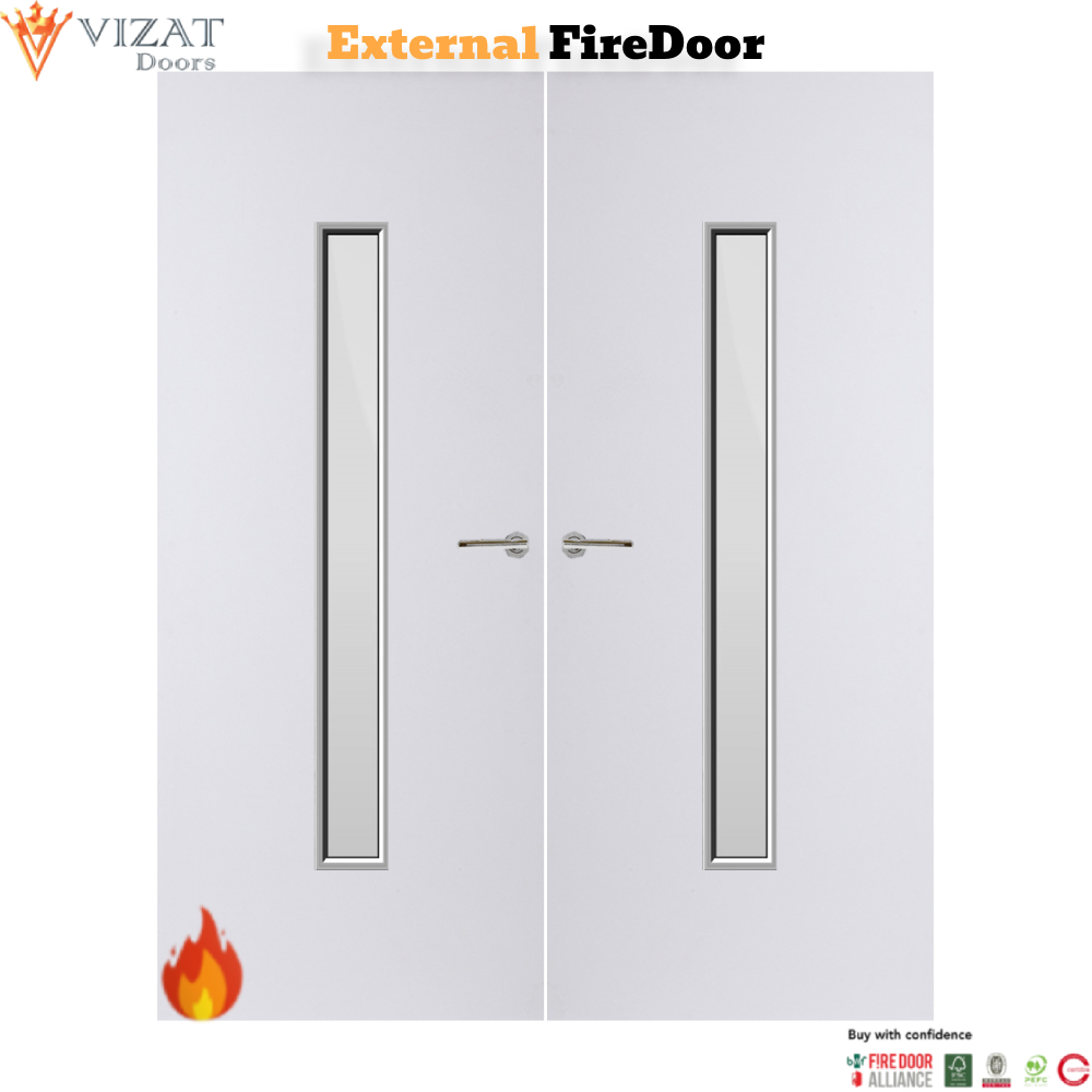 External Plywood Paint Grade Premium 29G Glazed Pair FD30 Fire Door