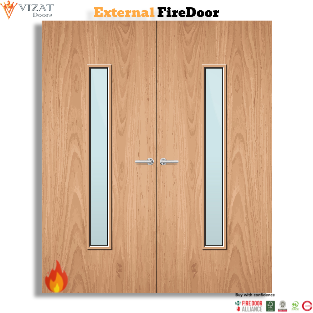 External Plywood Paint Grade 29G Glazed Pair FD30 Fire Door