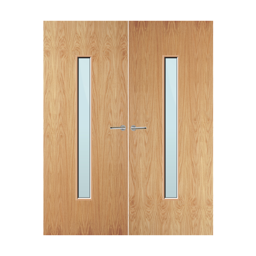 Oak Veneer 29G Glazed Pair FD60 Internal Fire Door