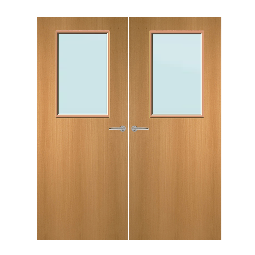 Beech Veneer 2G Glazed Pair FD60 Internal Fire Door
