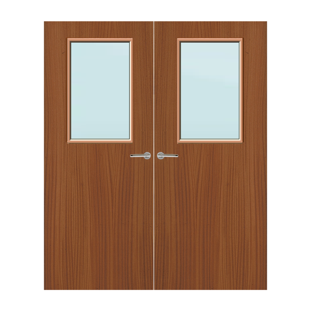 Sapele Veneer 2G Glazed Pair FD60 Internal Fire Door