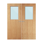 Load image into Gallery viewer, Oak Veneer 2G Glazed Pair FD60 Internal Fire Door
