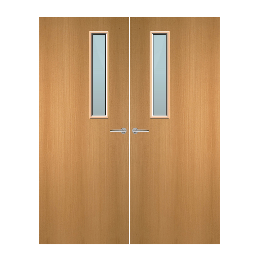 Beech Veneer 3G Glazed Pair FD60 Internal Fire Door