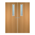 Load image into Gallery viewer, Beech Veneer 3G Glazed Pair FD60 Internal Fire Door
