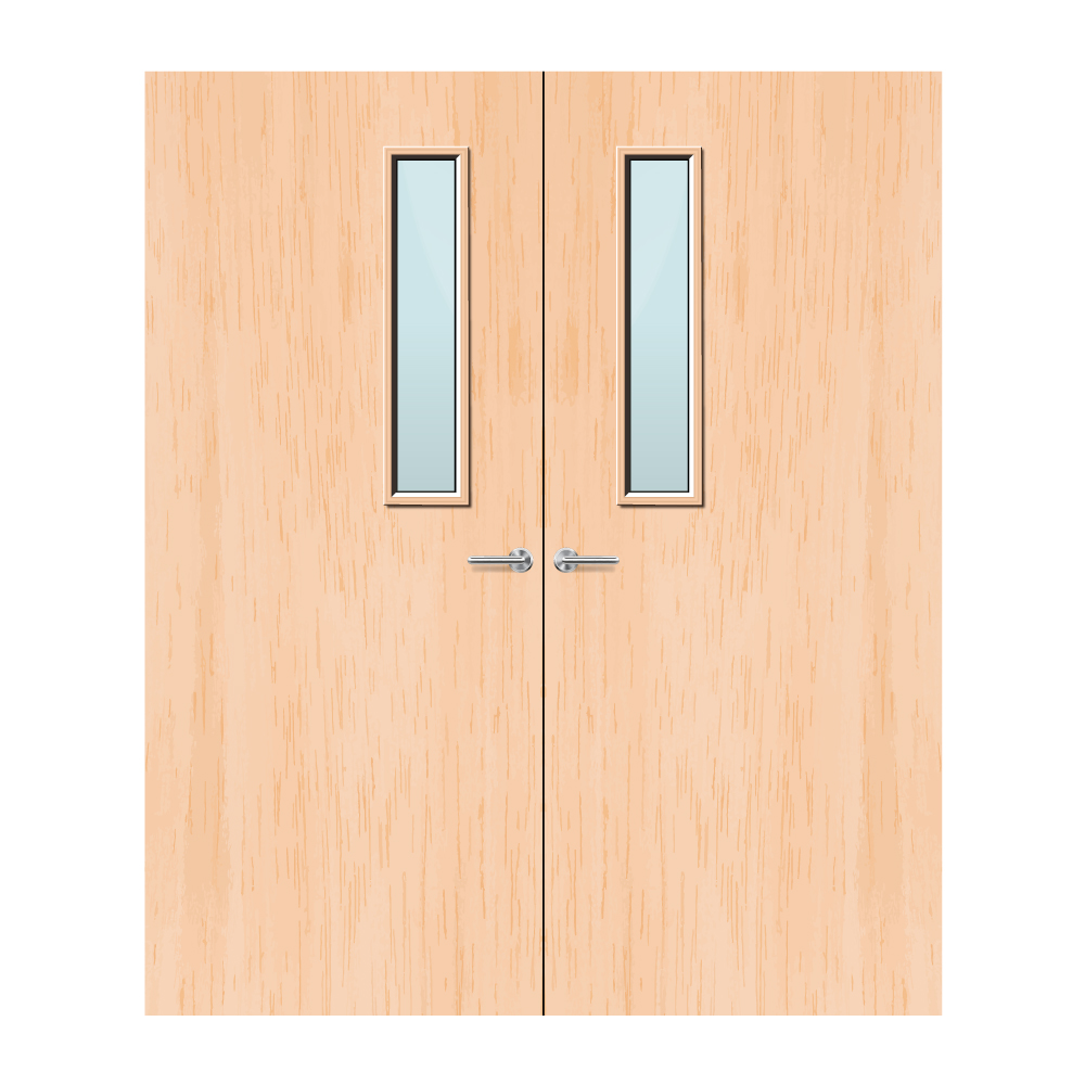 Maple Veneer 3G Glazed Pair FD60 Internal Fire Door