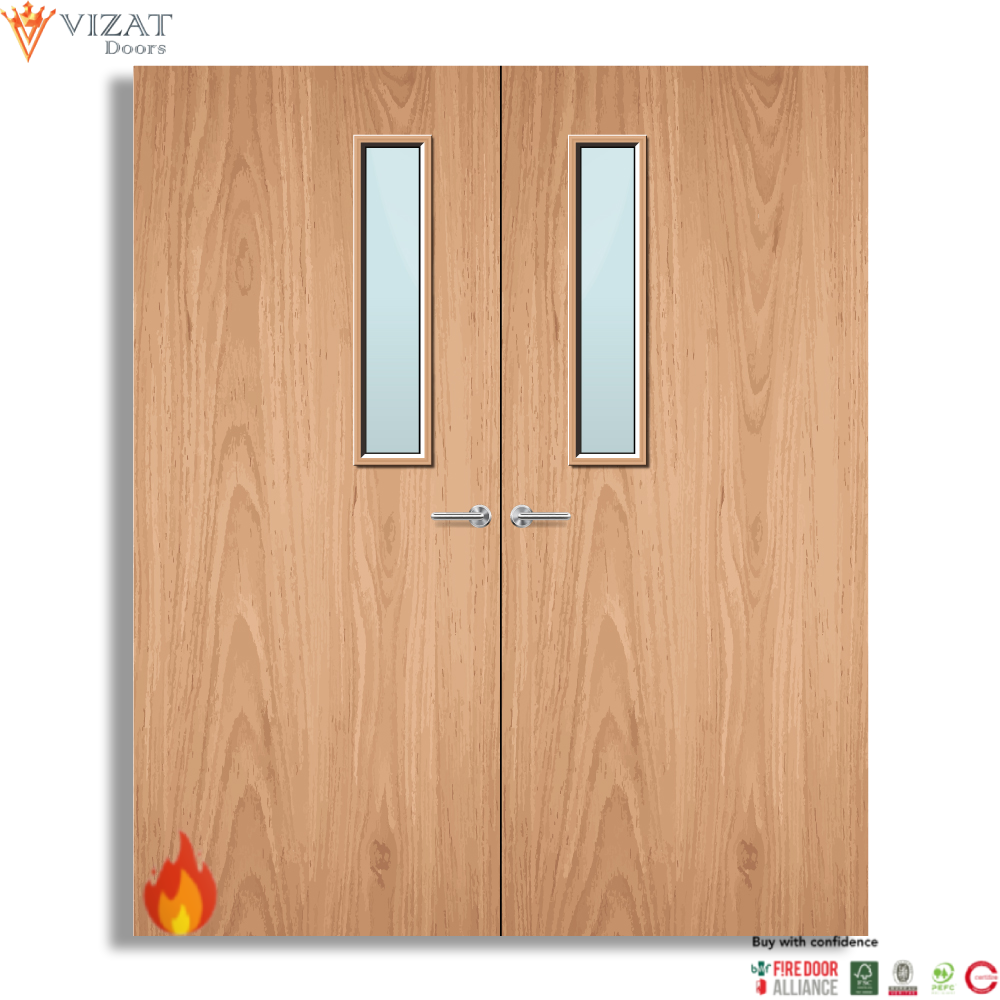 Plywood Paint Grade 3G Glazed Pair FD30 Internal Fire Door
