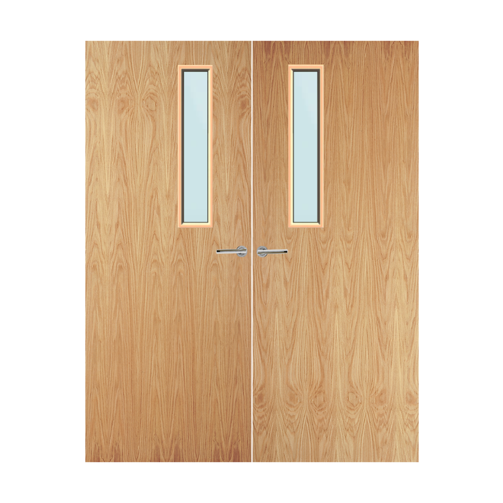 Oak Veneer 3G Glazed Pair FD60 Internal Fire Door