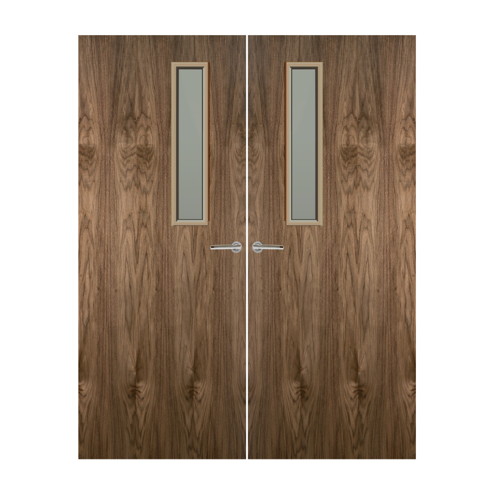 Walnut Veneer 3G Glazed Pair FD30 Internal Fire Door