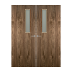 Load image into Gallery viewer, Walnut Veneer 3G Glazed Pair FD30 Internal Fire Door
