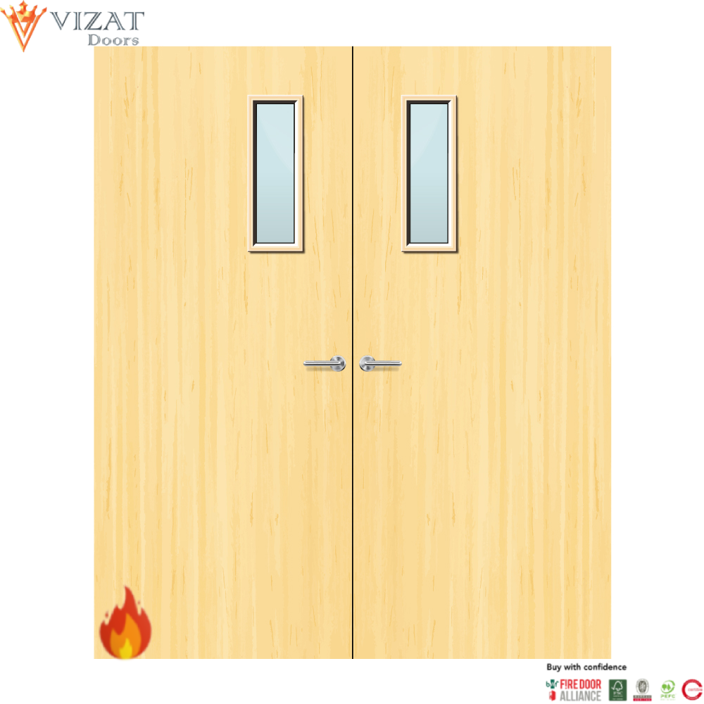 Koto Veneer 4G Glazed Pair FD60 Internal Fire Door