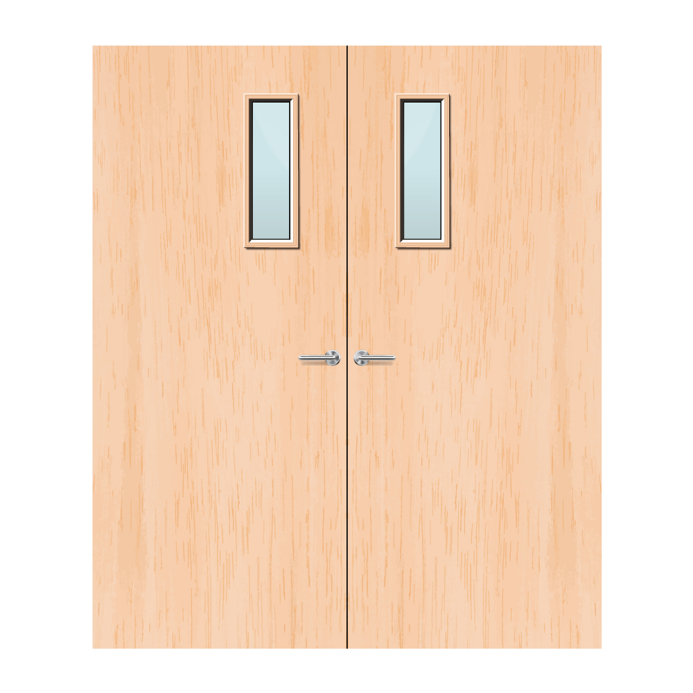 Maple Veneer 4G Glazed Pair FD30 Internal Fire Door