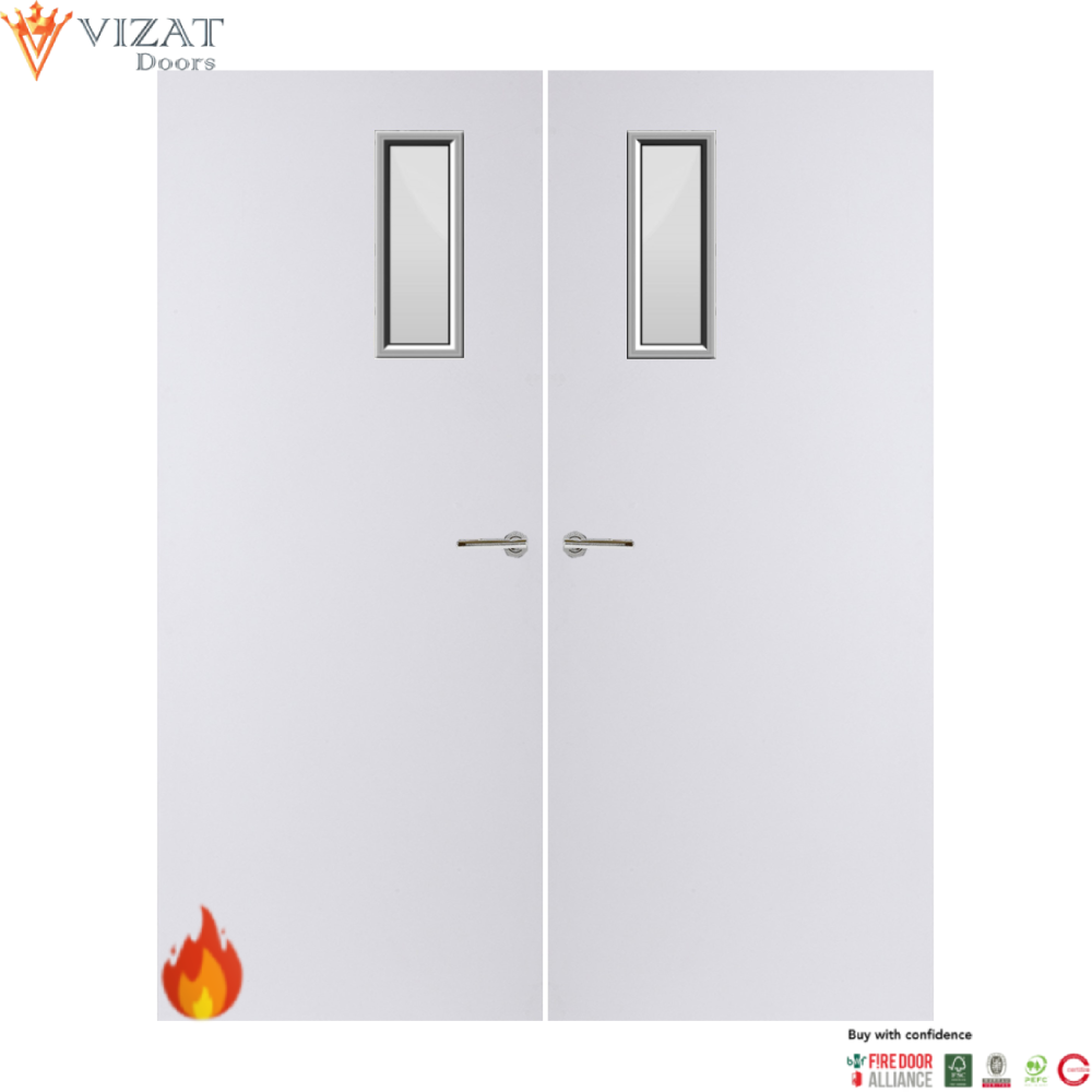Internal Plywood Paint Grade Premium 4G Glazed Pair FD30 Fire Door