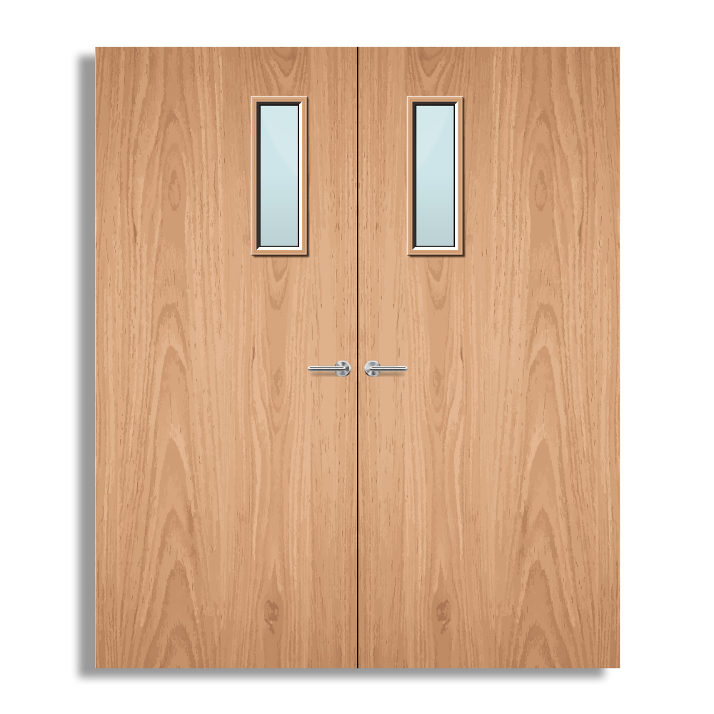Plywood Paint Grade 4G Glazed Pair FD60 Internal Fire Door