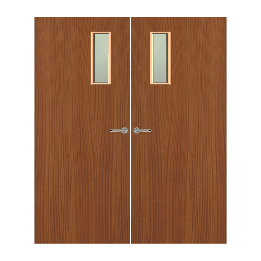Sapele Veneer 4G Glazed Pair FD60 Internal Fire Door