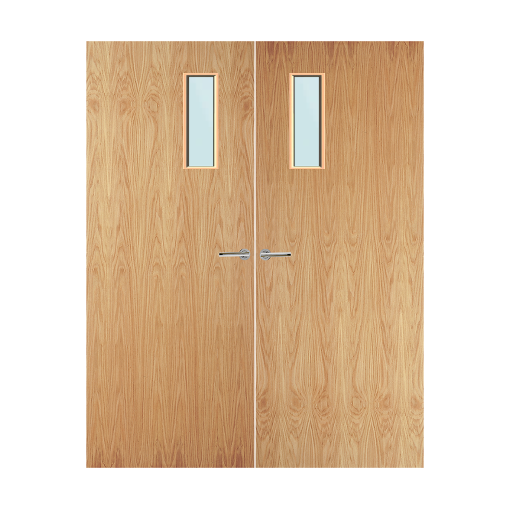 Oak Veneer 4G Glazed Pair FD30 Internal Fire Door