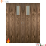 Load image into Gallery viewer, Walnut Veneer 4G Glazed Pair FD60 Internal Fire Door
