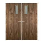 Load image into Gallery viewer, Walnut Veneer 4G Glazed Pair FD30 Internal Fire Door
