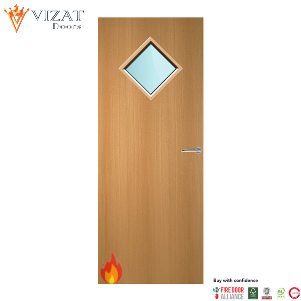 Beech Veneer 6G Glazed FD60 Internal Fire Door