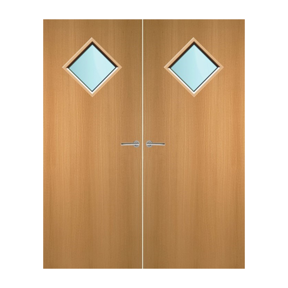 Vizat Internal Beech Veneer 6G Glazed Pair FD30 Fire Door