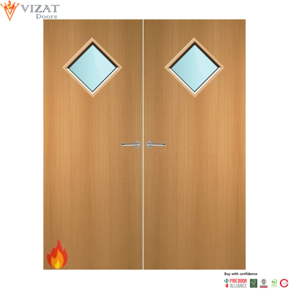 Vizat Internal Beech Veneer 6G Glazed Pair FD60 Fire Door