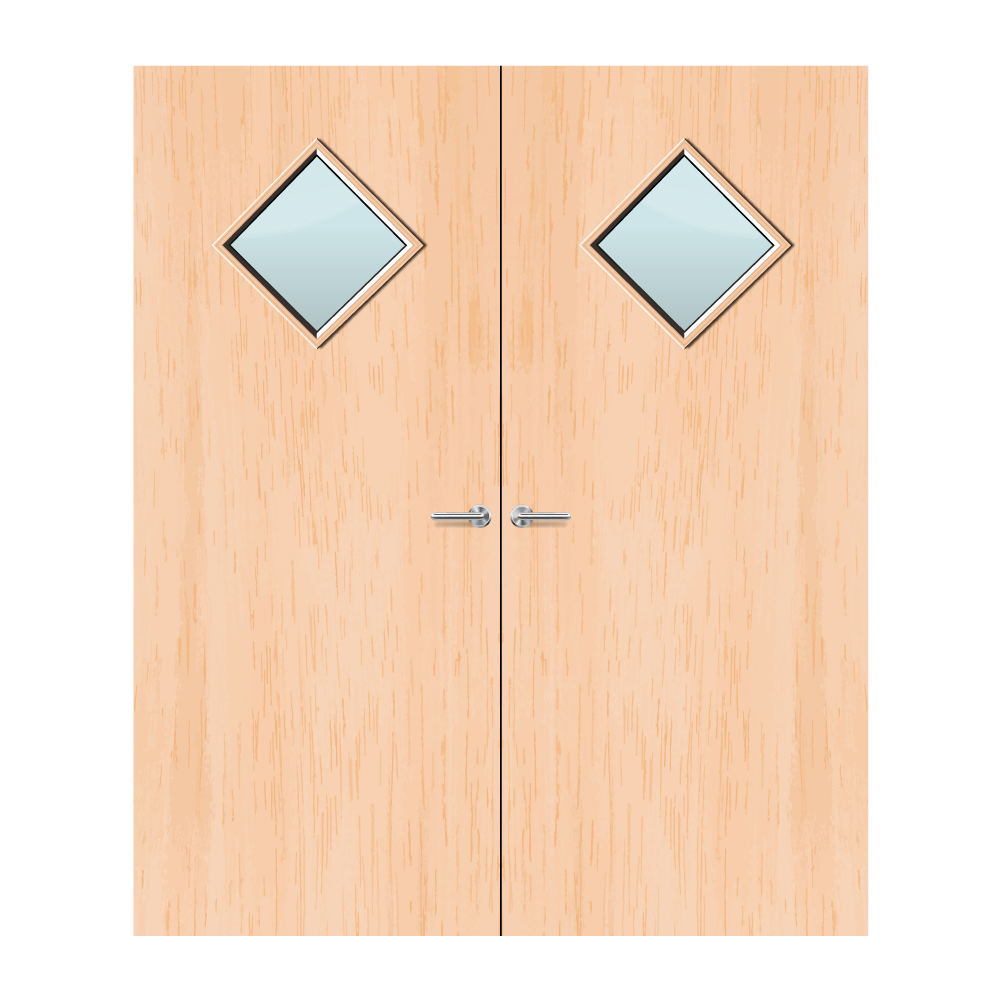 Maple Veneer 6G Glazed Pair FD60 Internal Fire Door