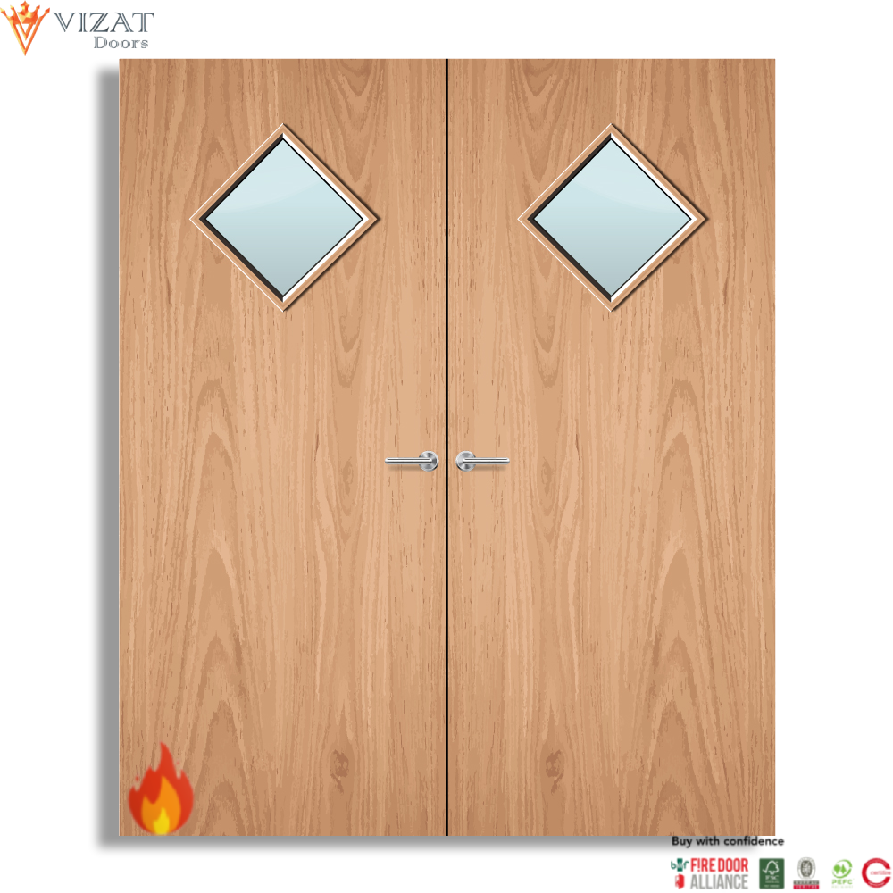 Plywood Paint Grade 6G Glazed Pair FD30 Internal Fire Door