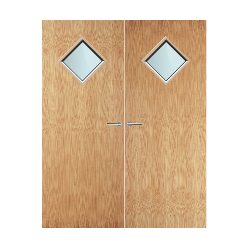 Oak Veneer 6G Glazed Pair FD60 Internal Fire Door