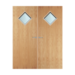 Load image into Gallery viewer, Oak Veneer 6G Glazed Pair FD60 Internal Fire Door
