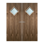 Load image into Gallery viewer, Walnut Veneer 6G Glazed Pair FD60 Internal Fire Door
