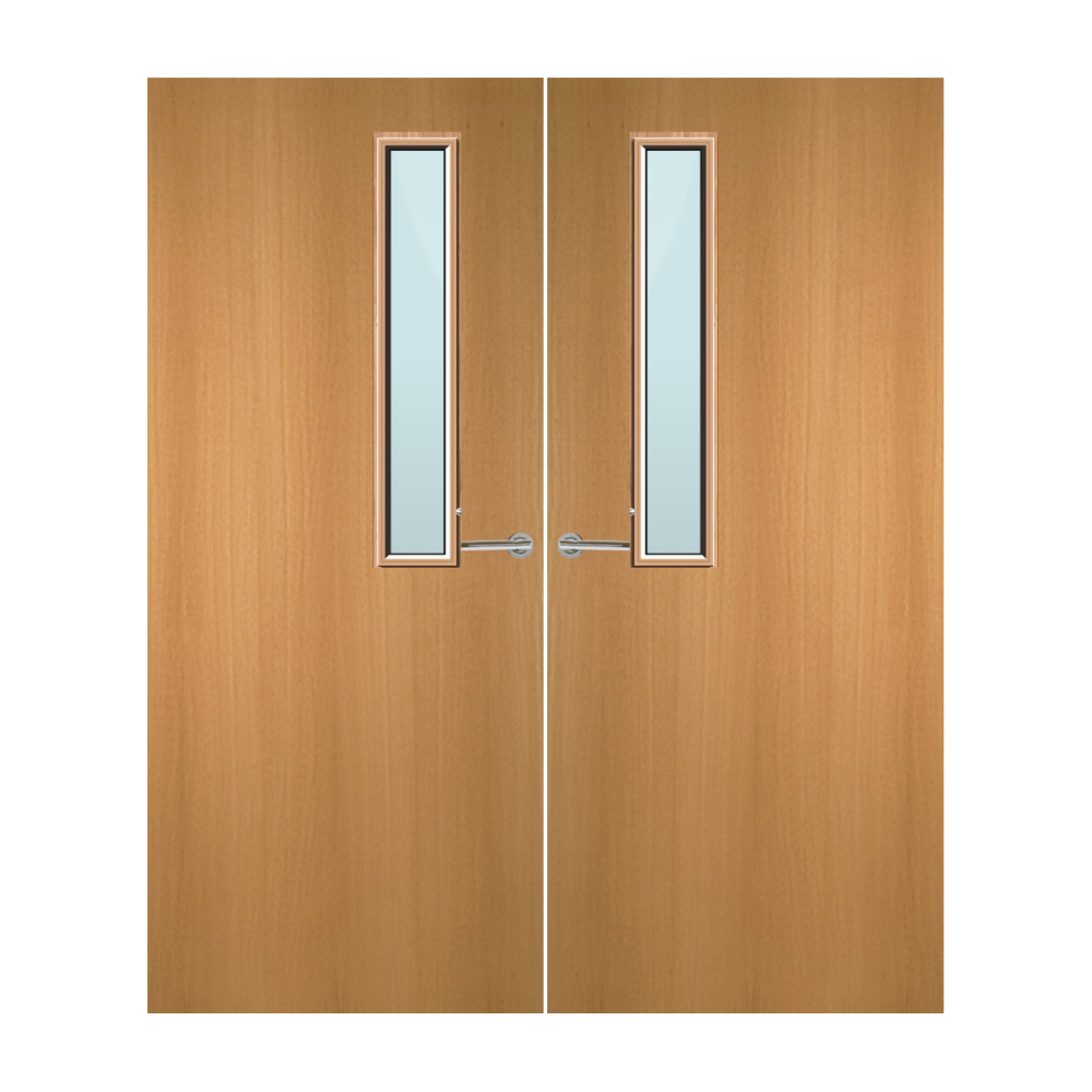 Beech Veneer 7G Glazed Pair FD60 Internal Fire Door