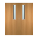 Load image into Gallery viewer, Beech Veneer 7G Glazed Pair FD60 Internal Fire Door

