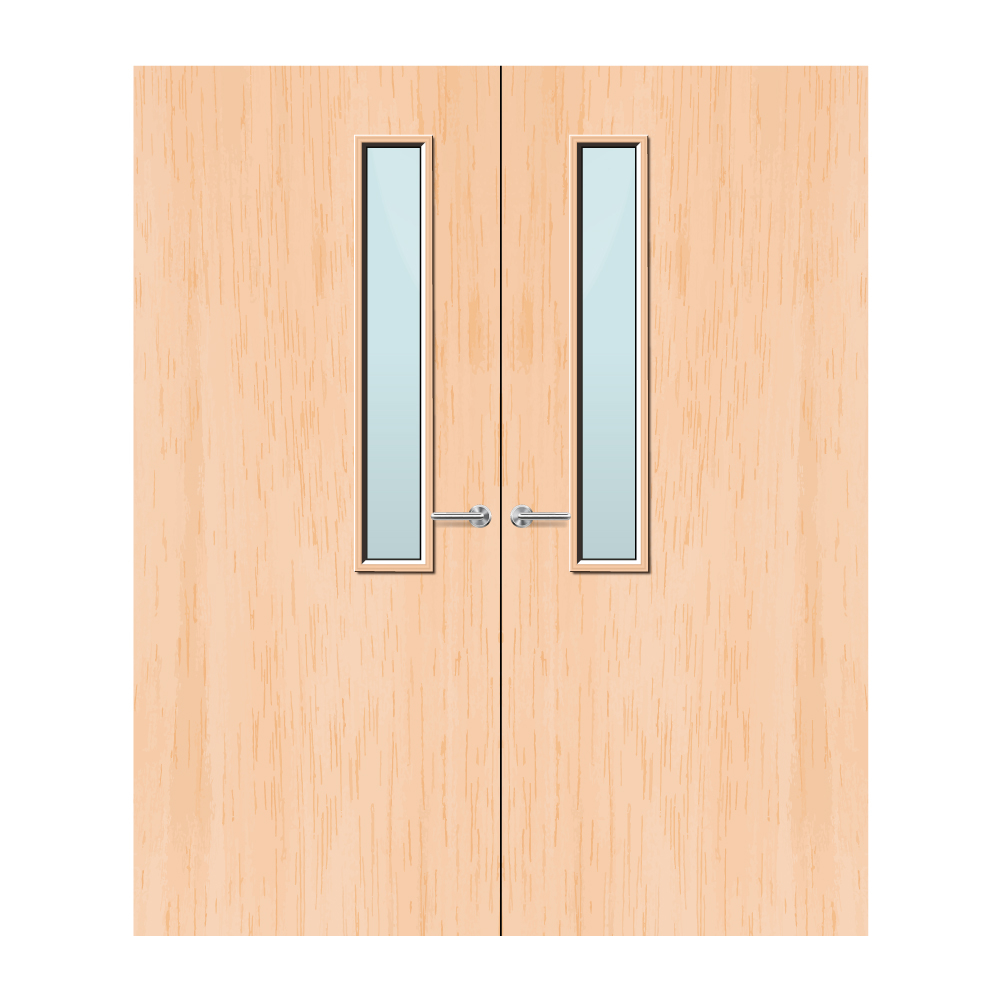 Maple Veneer 7G Glazed Pair FD60 Internal Fire Door