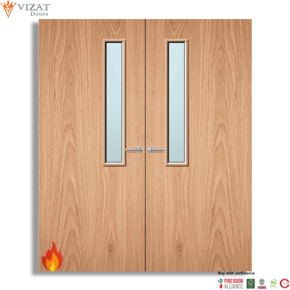 Plywood Paint Grade 7G Glazed Pair FD30 Internal Fire Door