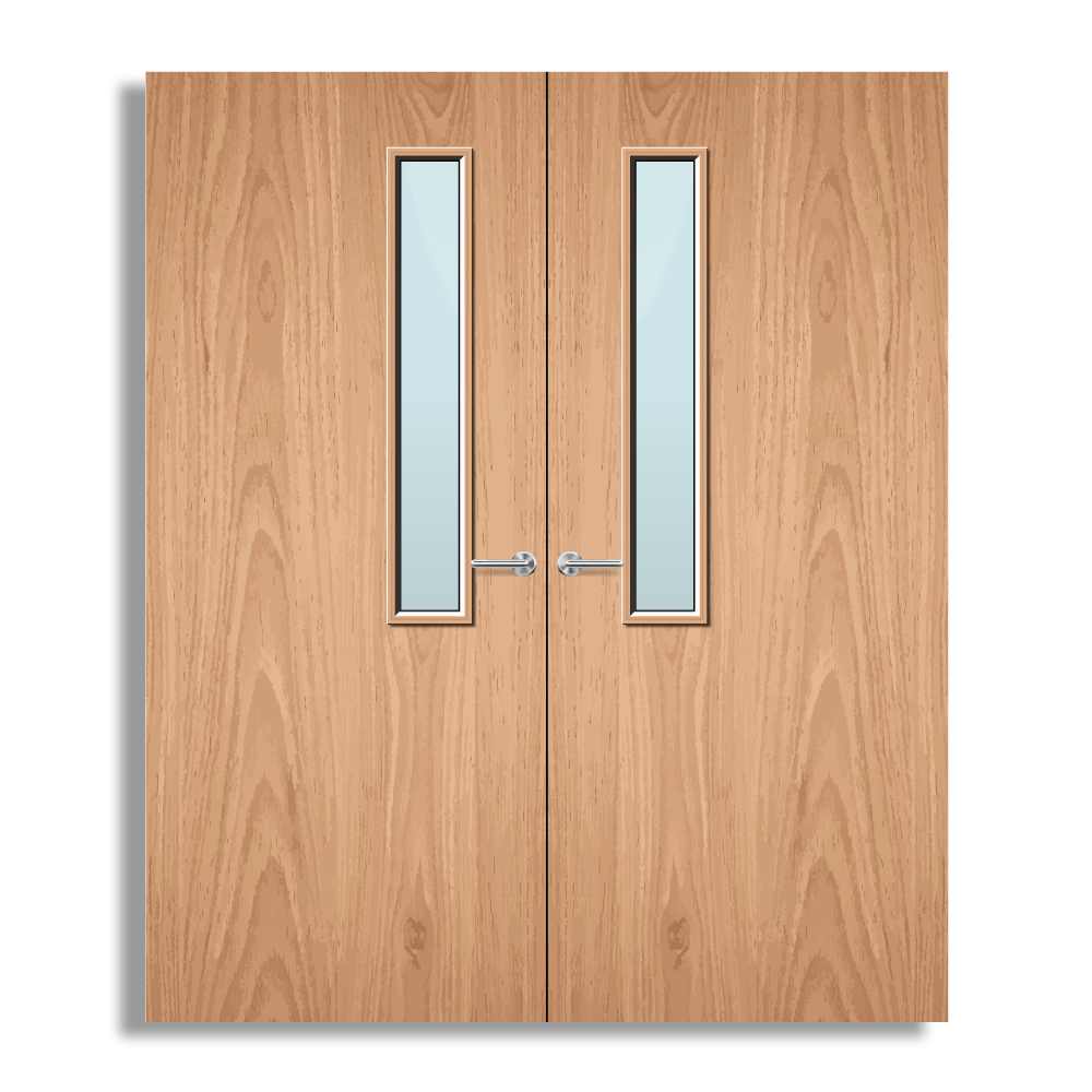 Plywood Paint Grade 7G Glazed Pair FD30 Internal Fire Door