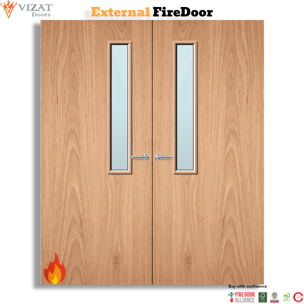 External Plywood Paint Grade 7G Glazed Pair FD60 Fire Door