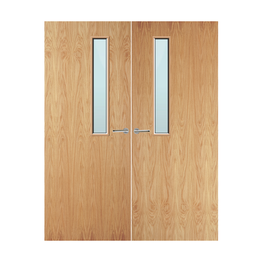 Oak Veneer 7G Glazed Pair FD60 Internal Fire Door