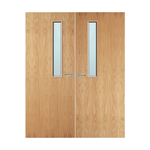 Load image into Gallery viewer, Oak Veneer 7G Glazed Pair FD60 Internal Fire Door

