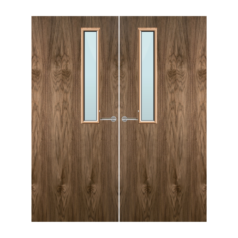 Walnut Veneer 7G Glazed Pair FD60 Internal Fire Door