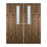 Load image into Gallery viewer, Walnut Veneer 7G Glazed Pair FD60 Internal Fire Door

