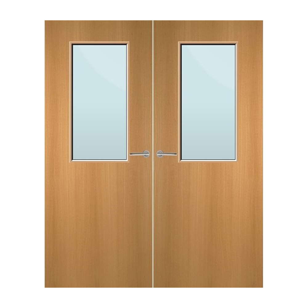 Beech Veneer 8G Glazed Pair FD60 Internal Fire Door
