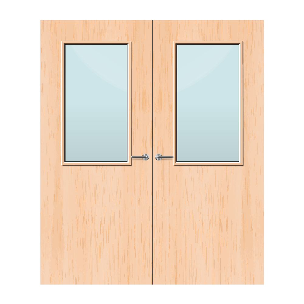 Maple Veneer 8G Glazed Pair FD60 Internal Fire Door