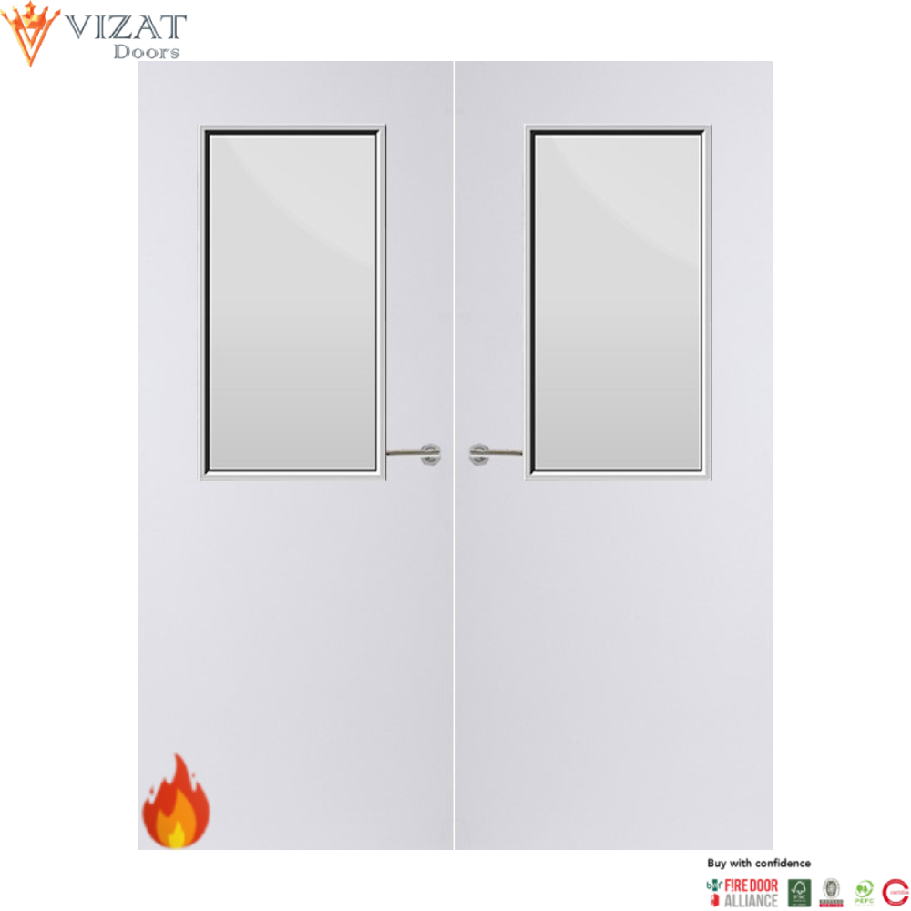 Paint Grade Premium 8G Glazed Pair FD60 Internal Fire Door
