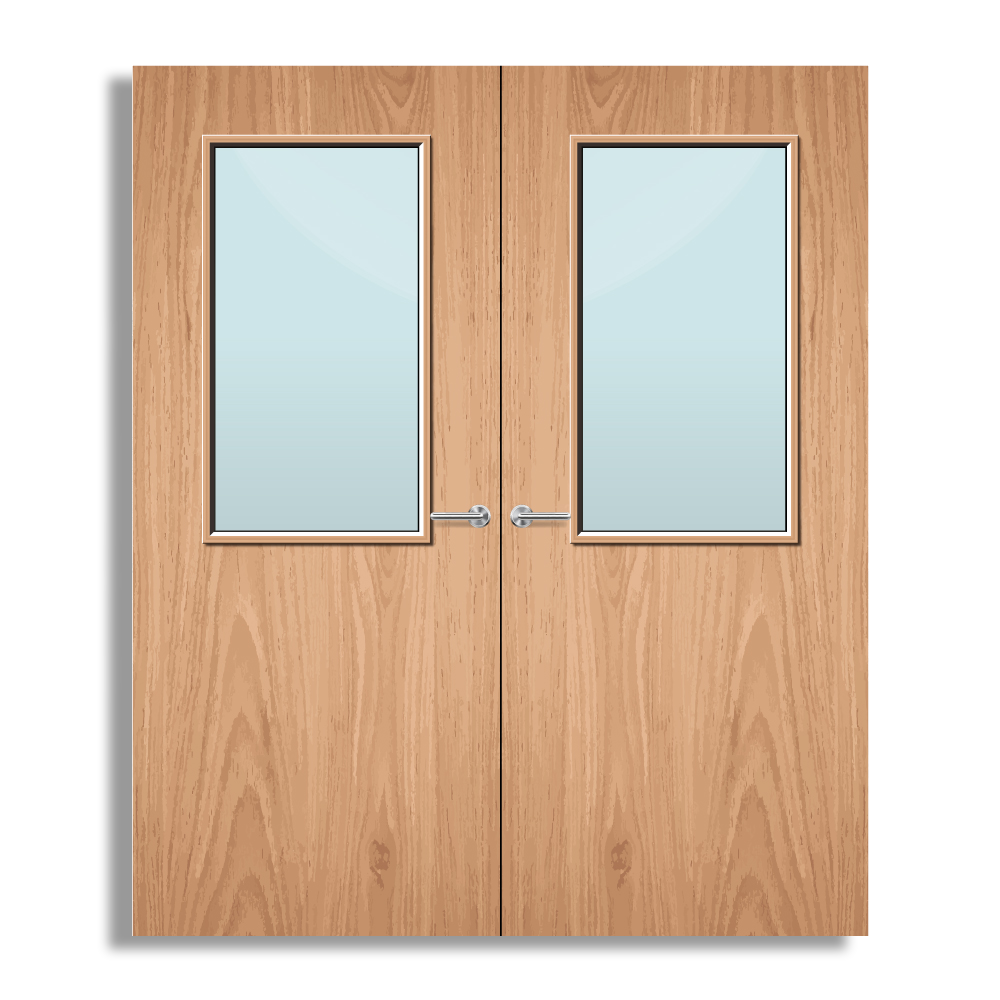 Plywood Paint Grade 8G Glazed Pair FD30 Internal Fire Door