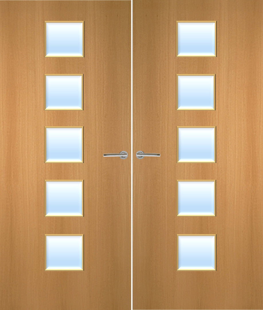 Beech Veneer 10G Glazed Pair FD30 Internal Fire Door