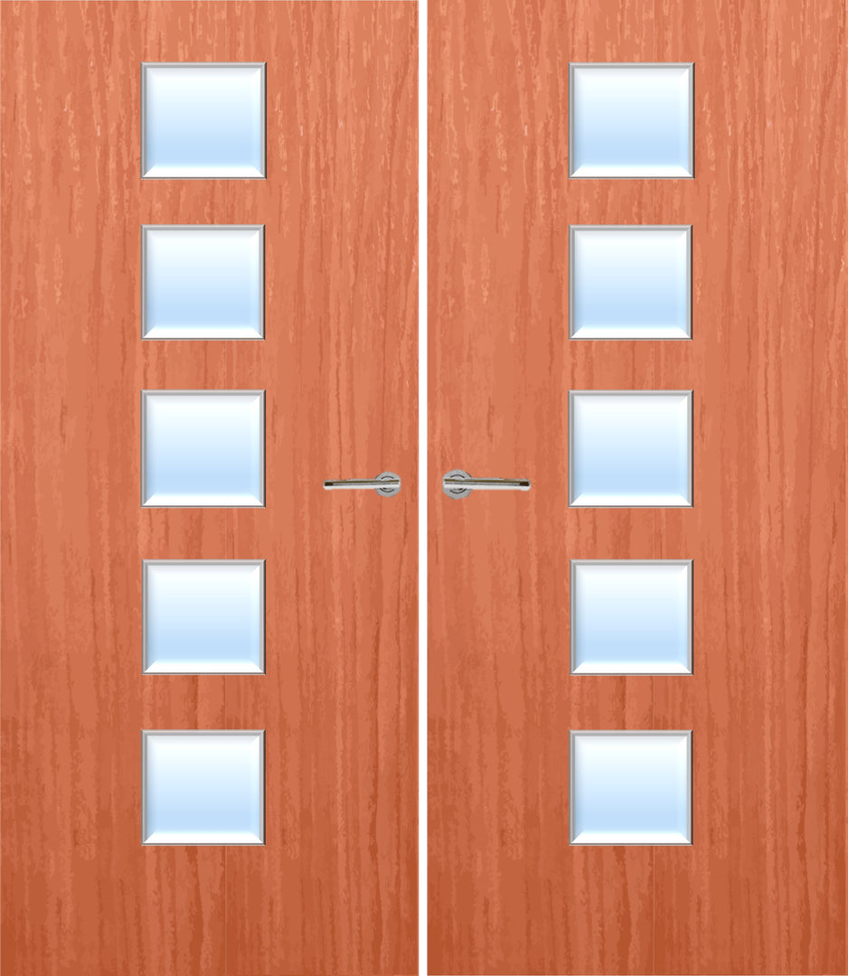 Cherry Veneer 10G Glazed Pair FD30 Internal Fire Door