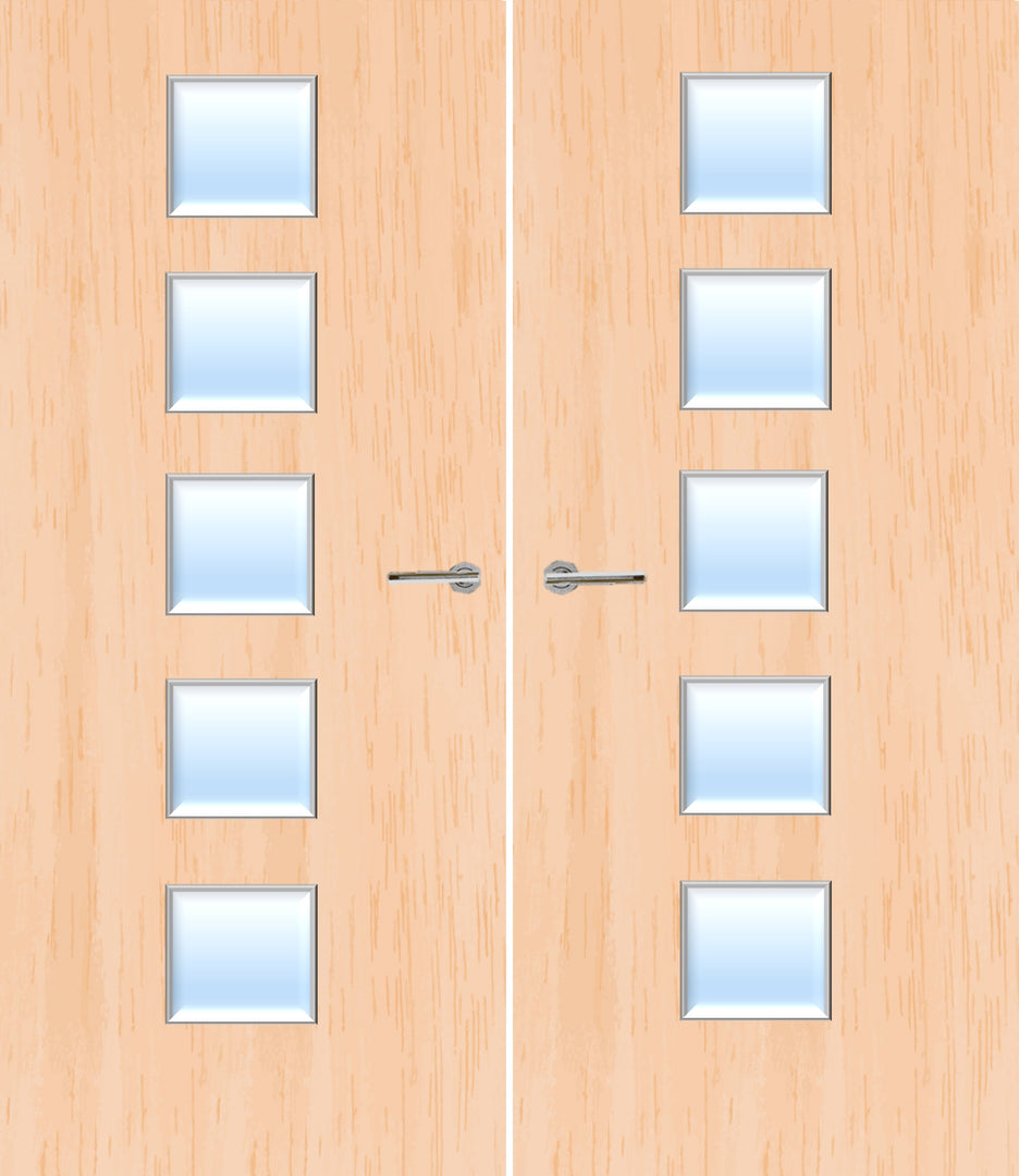 Maple Veneer 10G Glazed Pair FD30 Internal Fire Door